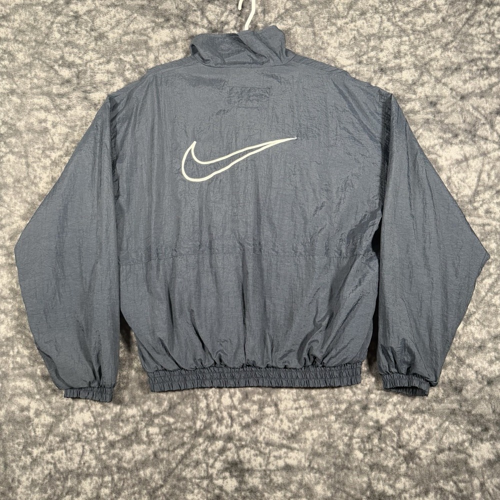 Vintage Nike Team Sports 45 Jordan Big Swoosh Windbreaker Jacket Mens L Blue 90s